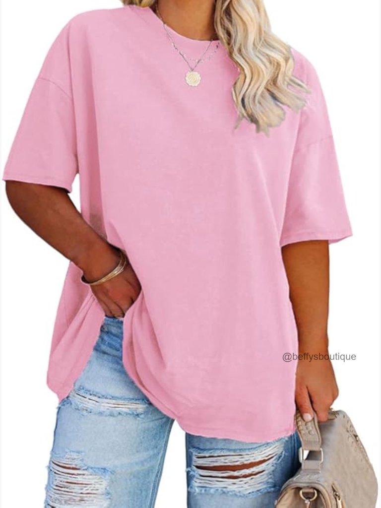 Plus Size Oversized Tunic Tee Crew Neck Short Sleeve Summer Top